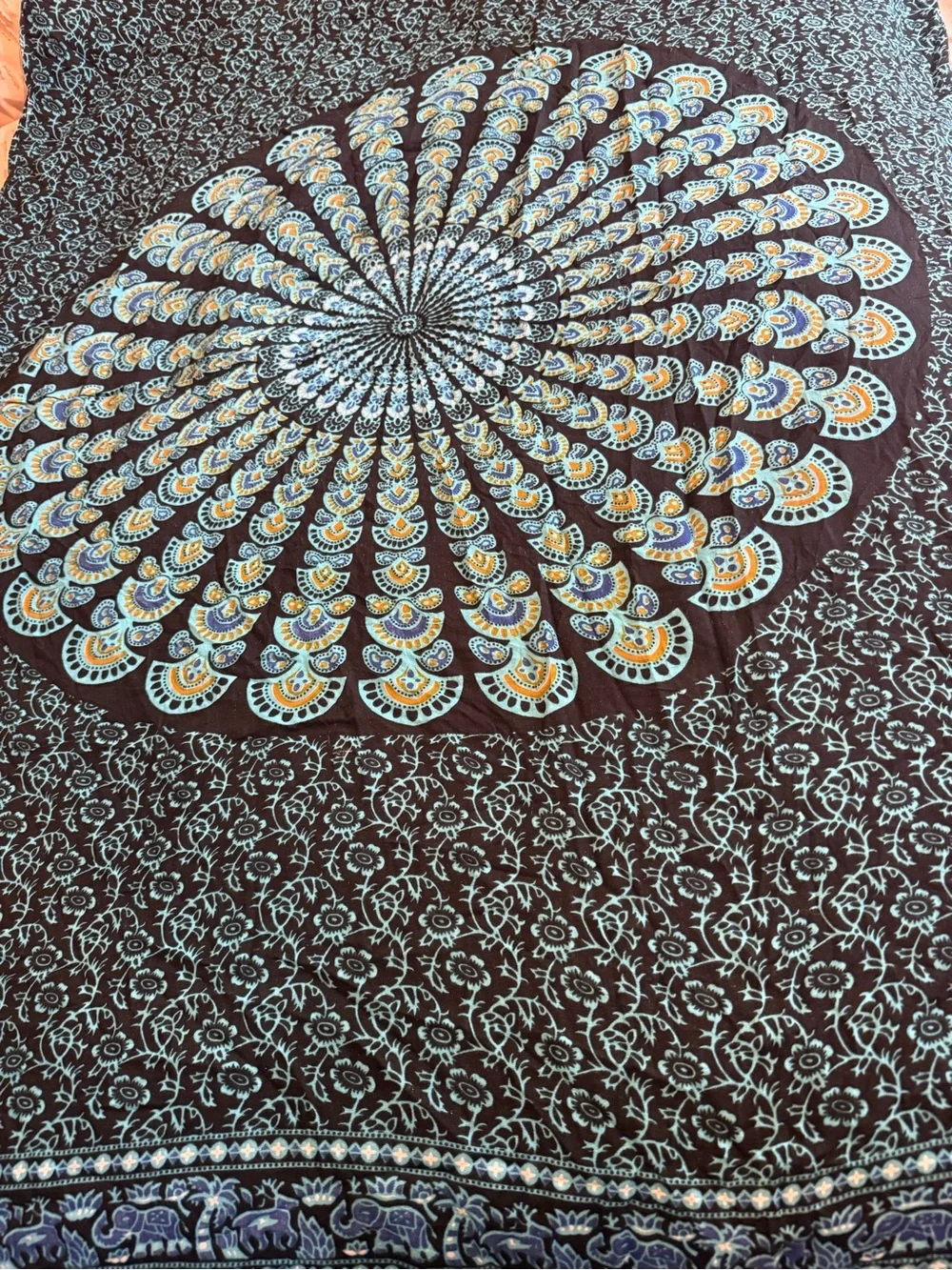 Vibrant Cotton Multicolor Mandala Wall Tapestry - Home Wall Decor